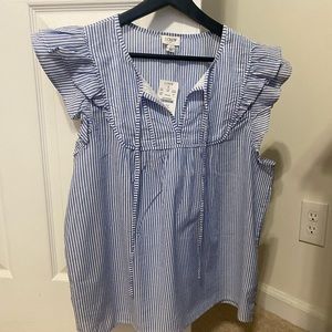 NWT J CREW FACTORY STRIPPED RUFFLE BLOUSE